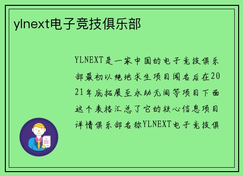 ylnext电子竞技俱乐部